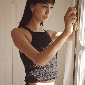 NWT .nitah Lou black knitted tank top handmade French designer size L/US 8/EU 3